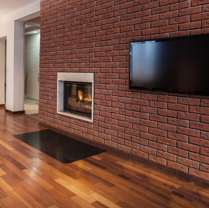 Nottingham Red Brick Slips used as interior Feature wall