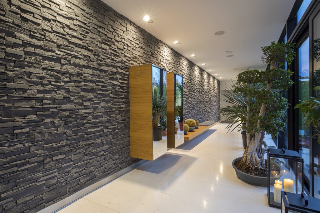 Grenada Graphite stone cladding feature wall in main entrance area