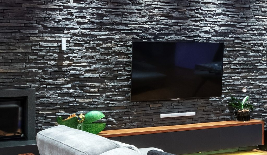 Sierra Graphite stone feature wall in Cheshire residential interior